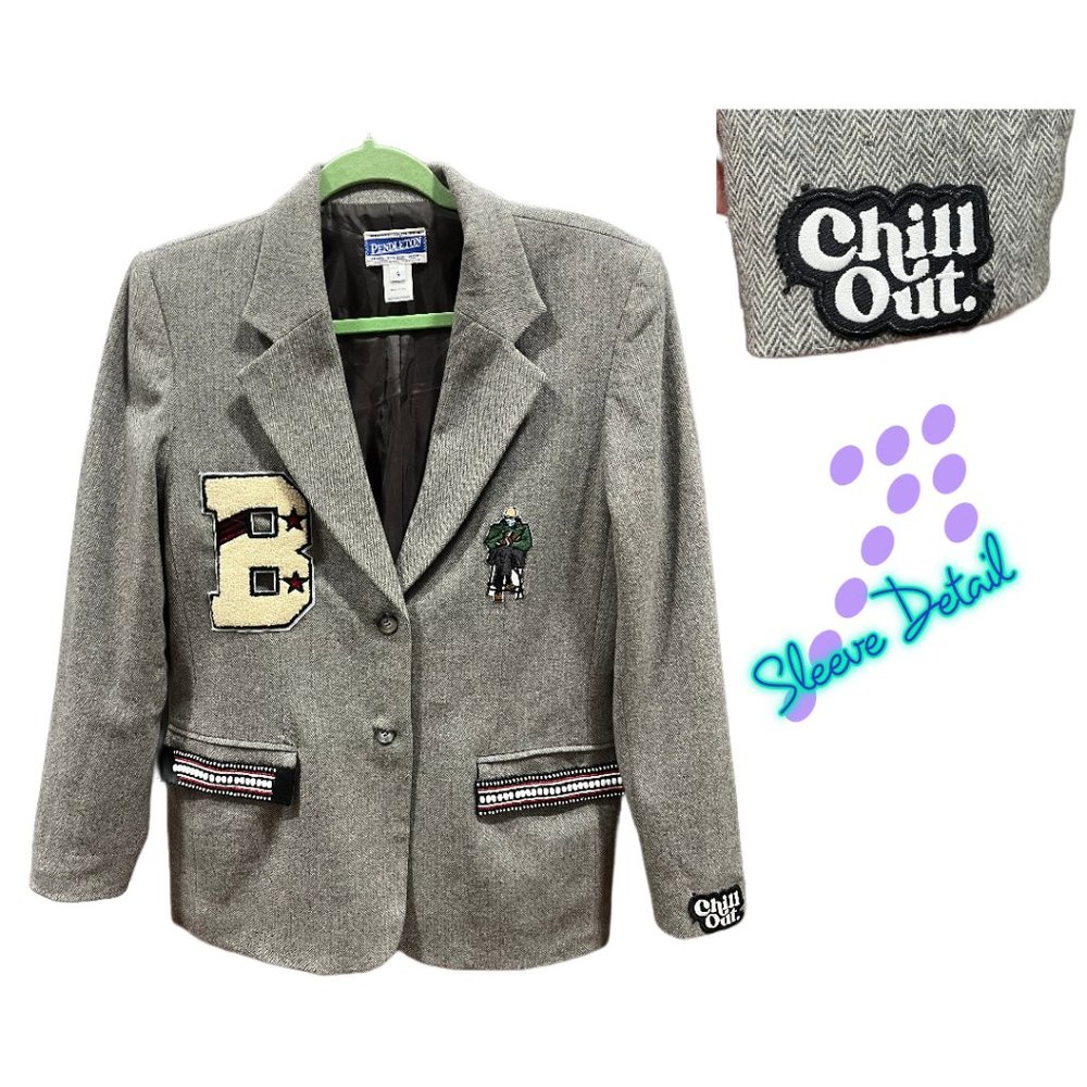 Vintage Pendelton Wool Blazer with Handstitched Patches - Picture 3 of 7
